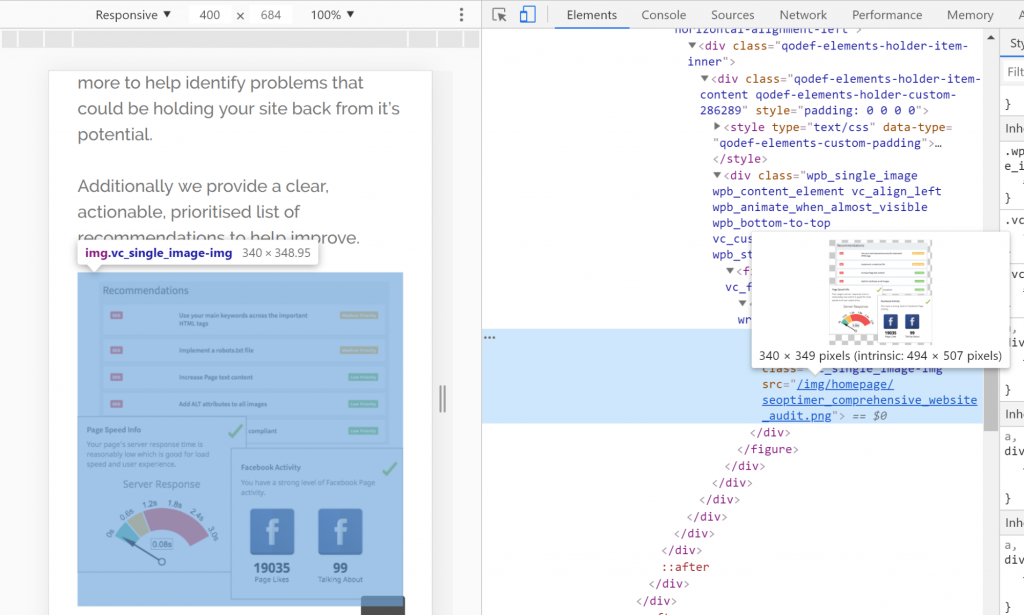 how to review your source code to check image size