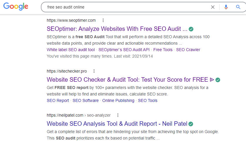 audit seo gratis online serp