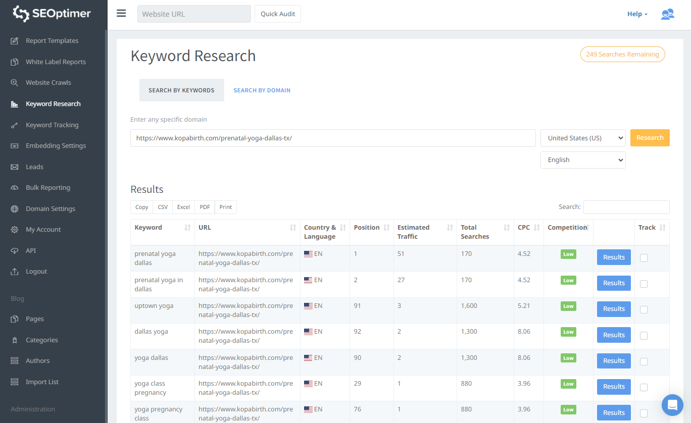 seoptimer Keyword-Recherche-Tool